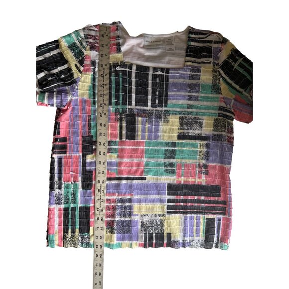 Alfred Dunner Petite Square Neck Multicolored Layered Short Sleeve Top PS - Picture 7 of 7